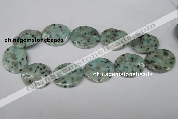 CTW313 15.5 inches 30*35mm wavy oval sesame jasper gemstone beads