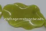 CTW315 15.5 inches 40*60mm wavy oval olive jade gemstone beads