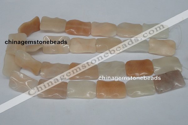 CTW322 15.5 inches 20*30mm wavy rectangle pink aventurine jade beads