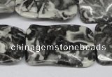 CTW323 15.5 inches 20*30mm wavy rectangle black & white jasper beads