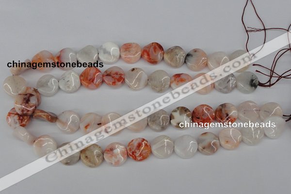 CTW33 15.5 inches 16mm twisted coin agate gemstone beads wholesale