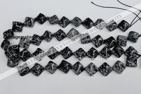 CTW35 15.5 inches 15*15mm twisted diamond snowflake obsidian beads