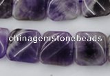 CTW351 15.5 inches 16*16mm twisted square dogtooth amethyst beads