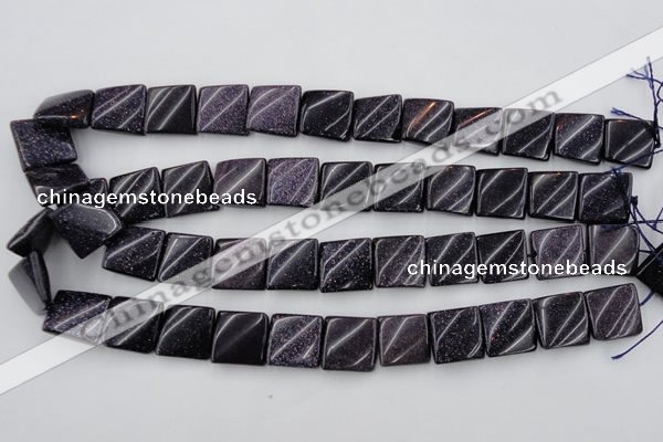 CTW352 15.5 inches 16*16mm twisted square blue goldstone beads