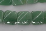 CTW354 15.5 inches 16*16mm twisted square green aventurine beads