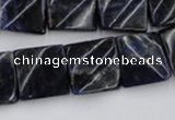 CTW355 15.5 inches 16*16mm twisted square sodalite gemstone beads