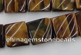 CTW356 15.5 inches 16*16mm twisted square yellow tiger eye beads