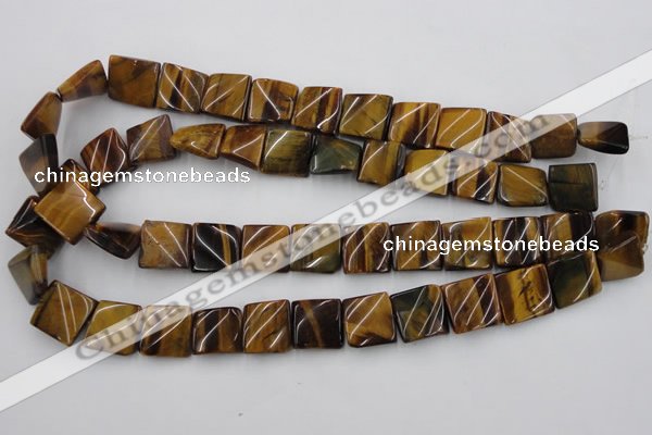 CTW356 15.5 inches 16*16mm twisted square yellow tiger eye beads