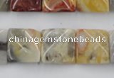 CTW358 15.5 inches 16*16mm twisted square crazy lace agate beads