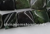 CTW359 15.5 inches 16*16mm twisted square moss agate beads