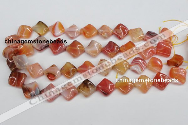 CTW36 15.5 inches 15*15mm twisted diamond agate gemstone beads