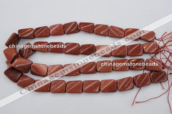 CTW370 15.5 inches 15*20mm twisted rectangle goldstone beads