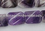 CTW372 15.5 inches 15*20mm twisted rectangle dogtooth amethyst beads