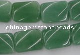 CTW373 15.5 inches 15*20mm twisted rectangle green aventurine beads