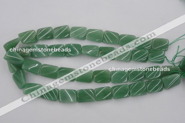 CTW373 15.5 inches 15*20mm twisted rectangle green aventurine beads