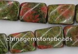 CTW374 15.5 inches 15*20mm twisted rectangle unakite gemstone beads
