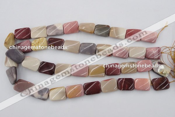 CTW375 15.5 inches 15*20mm twisted rectangle mookaite gemstone beads