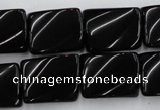 CTW377 15.5 inches 15*20mm twisted rectangle black agate beads