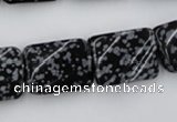 CTW379 15.5 inches 15*20mm twisted rectangle snowflake obsidian beads