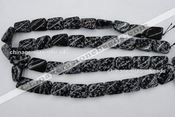 CTW379 15.5 inches 15*20mm twisted rectangle snowflake obsidian beads