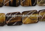 CTW380 15.5 inches 15*20mm twisted rectangle yellow tiger eye beads