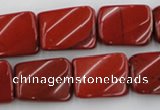 CTW382 15.5 inches 15*20mm twisted rectangle red jasper beads