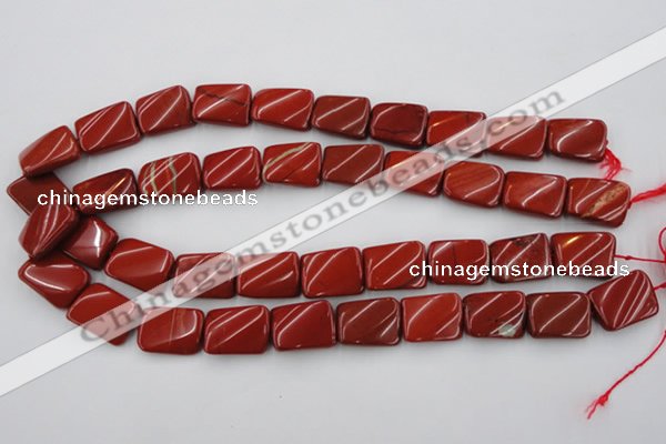 CTW382 15.5 inches 15*20mm twisted rectangle red jasper beads