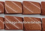 CTW390 15.5 inches 18*25mm twisted rectangle goldstone beads