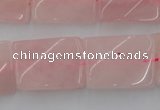 CTW391 15.5 inches 18*25mm twisted rectangle rose quartz beads