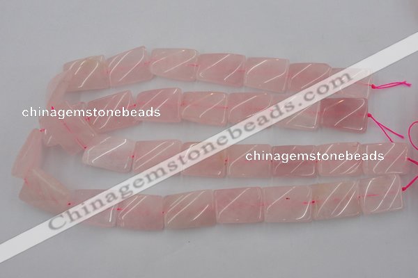 CTW391 15.5 inches 18*25mm twisted rectangle rose quartz beads