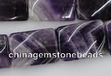 CTW392 15.5 inches 18*25mm twisted rectangle dogtooth amethyst beads