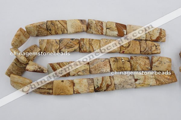 CTW396 15.5 inches 18*25mm twisted rectangle picture jasper beads