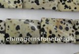 CTW397 15.5 inches 18*25mm twisted rectangle dalmatian jasper beads