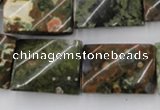 CTW398 15.5 inches 18*25mm twisted rectangle rhyolite gemstone beads