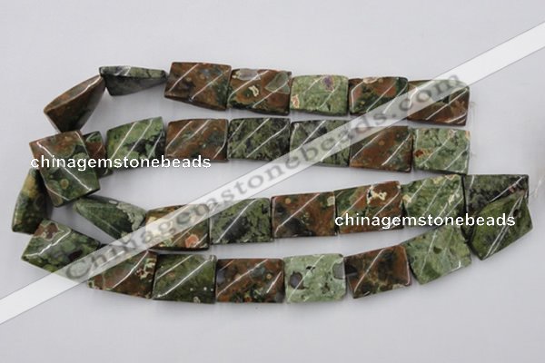 CTW398 15.5 inches 18*25mm twisted rectangle rhyolite gemstone beads