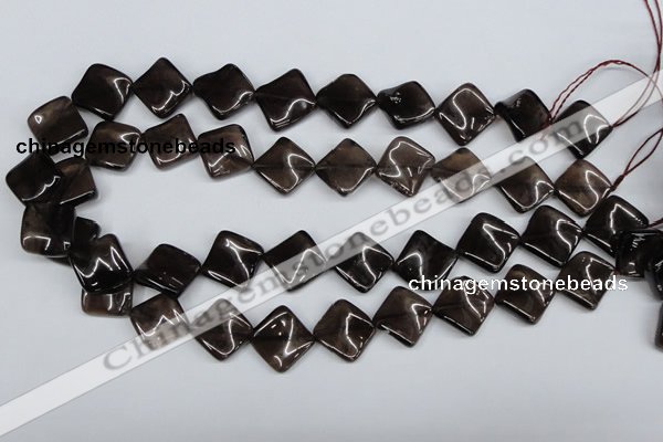CTW42 15.5 inches 15*15mm twisted diamond smoky quartz beads