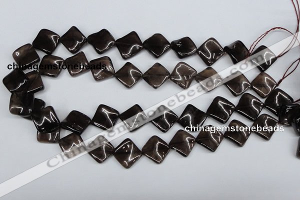 CTW42 15.5 inches 15*15mm twisted diamond smoky quartz beads