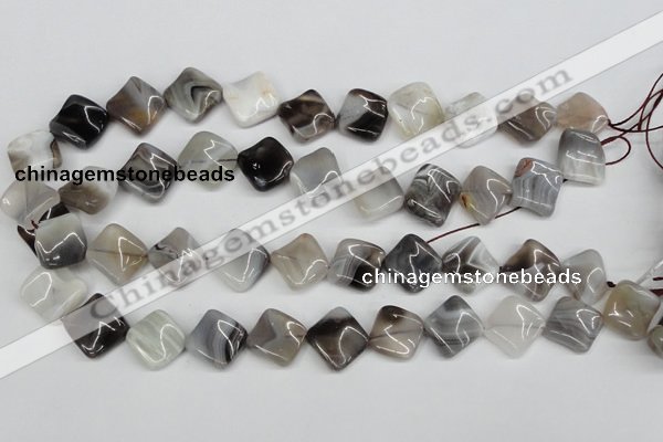CTW43 15.5 inches 15*15mm twisted diamond botswana agate beads