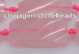 CTW451 15.5 inches 20*38mm faceted & twisted rectangle rose quartz beads