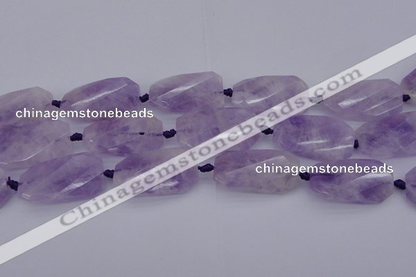 CTW452 20*38mm faceted & twisted rectangle lavender amethyst beads