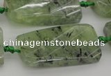 CTW454 20*38mm faceted & twisted rectangle green rutilated quartz beads