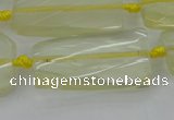 CTW455 20*38mm faceted & twisted rectangle lemon quartz beads