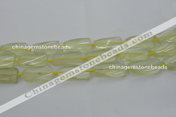 CTW455 20*38mm faceted & twisted rectangle lemon quartz beads