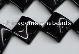 CTW46 15.5 inches 15*15mm twisted diamond black agate beads