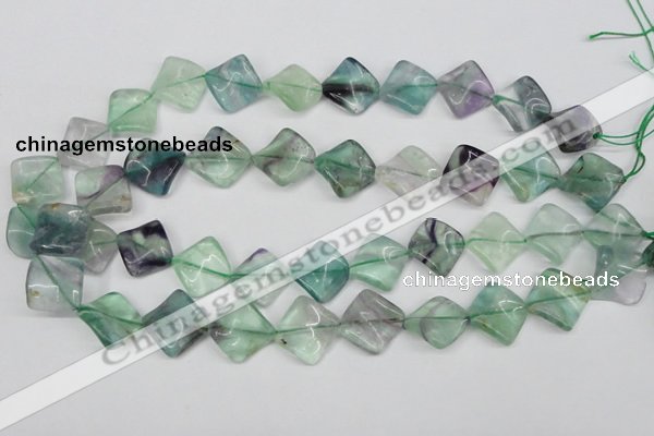 CTW47 15.5 inches 15*15mm twisted diamond fluorite beads