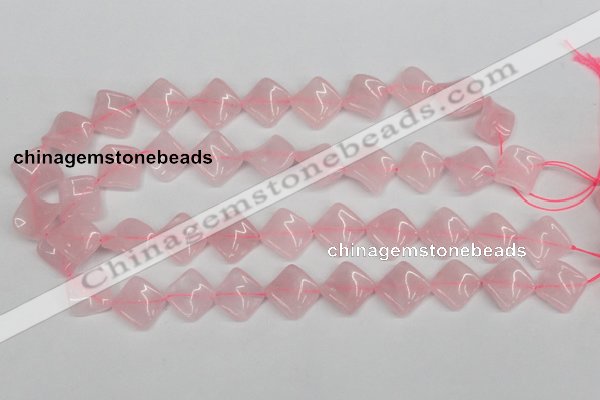 CTW48 15.5 inches 15*15mm twisted diamond rose quartz beads