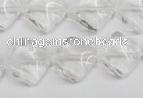 CTW49 15.5 inches 15*15mm twisted diamond white crystal beads