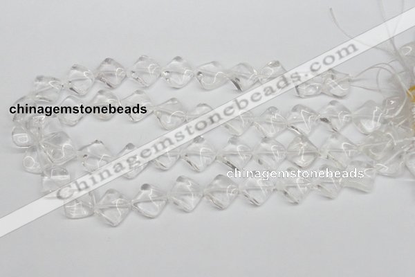 CTW49 15.5 inches 15*15mm twisted diamond white crystal beads