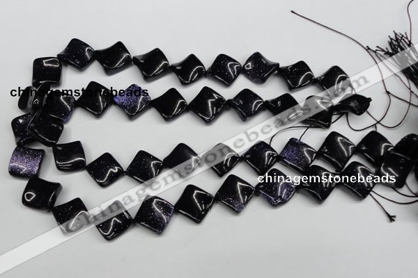 CTW50 15.5 inches 15*15mm twisted diamond blue goldstone beads