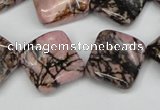 CTW51 15.5 inches 15*15mm twisted diamond rhodonite beads